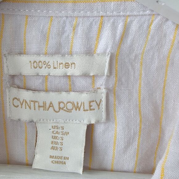Cynthia Rowley womens 100% Linen Button up Blouse size S Striped boy fit - Picture 7 of 8